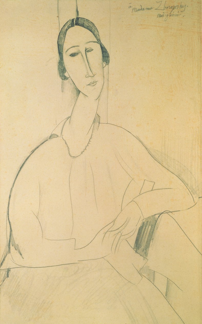Hanka Zborowska, c.1917 (crayon no papel) de Amedeo Modigliani
