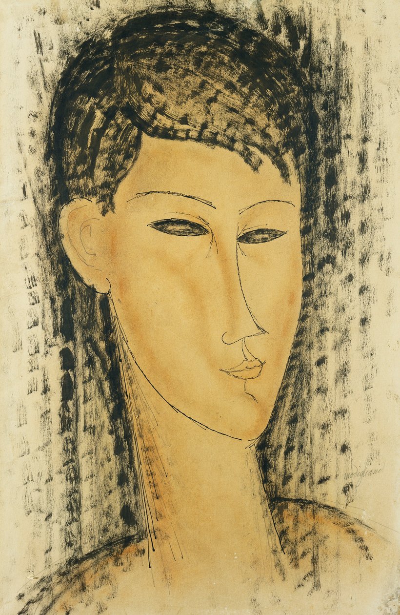Chefe das Moças; Cabeça de uma jovem, 1914 de Amedeo Modigliani