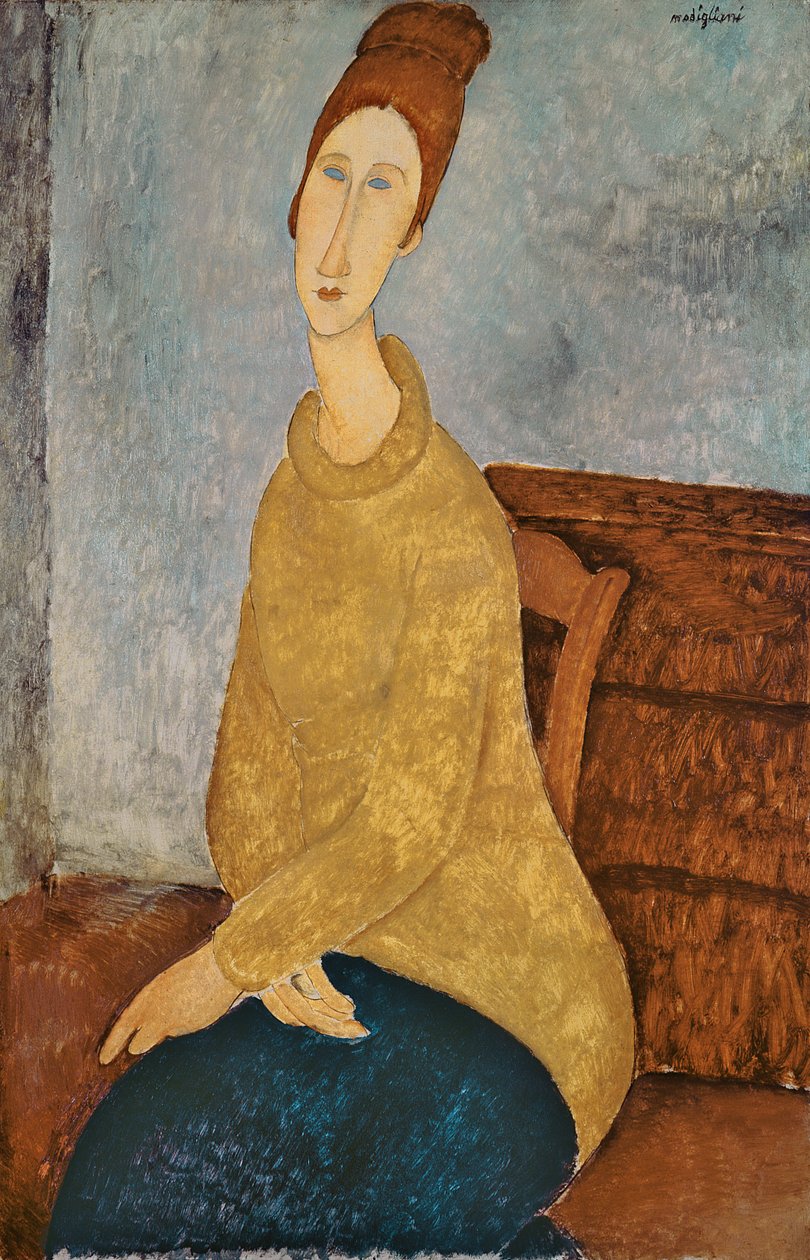 Jeanne Hebuterne em um jumper amarelo, 1918-19 de Amedeo Modigliani