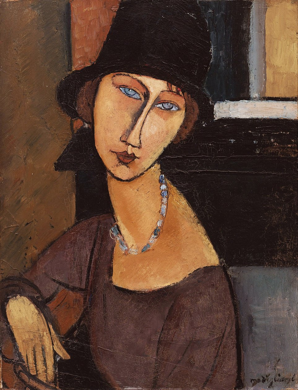 Jeanne Hebuterne usando um chapéu, 1917 de Amedeo Modigliani