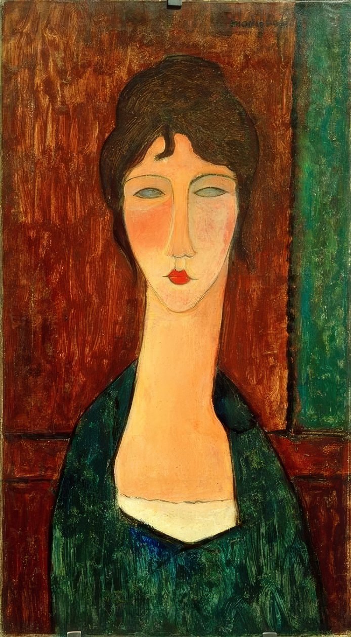 Jovem mulher com cabelos castanhos (Elvira) de Amedeo Modigliani