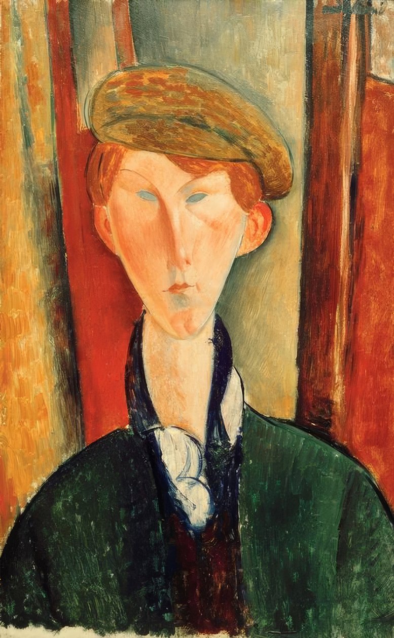 Homem jovem, com, boné de Amedeo Modigliani
