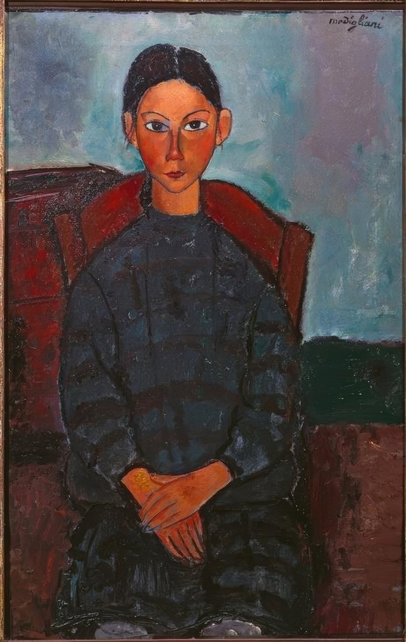 A menina com avental preto de Amedeo Modigliani