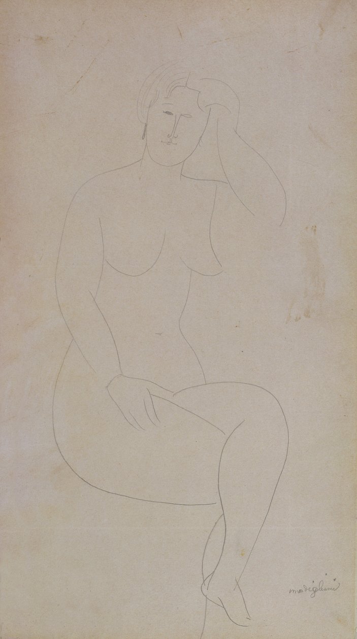 Garota de pé nua (pernas cruzadas) de Amedeo Modigliani