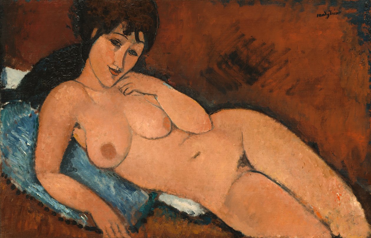 Nu em uma almofada azul de Amedeo Modigliani
