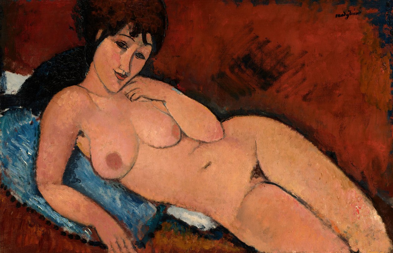 Nu sobre uma almofada azul de Amedeo Modigliani