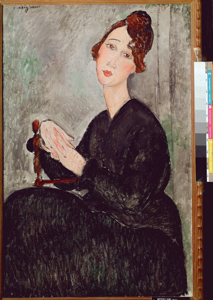 Retrato de Dedie Hayden (DH) Mulher vestida de preto tem a expressão melancólica. Pintura de Amedeo Modigliani (1884-1920) 1918 Dim. 92x60 cm Paris, musée national dardo moderno de Amedeo Modigliani