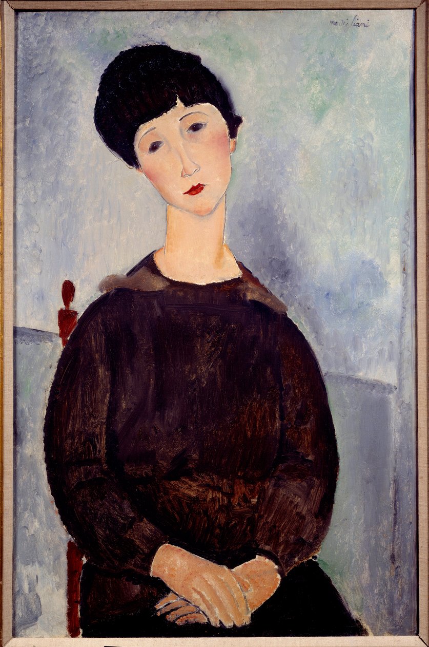 Retrato de uma pintura de menina marrom sentada por Amedeo Modigliani de Amedeo Modigliani