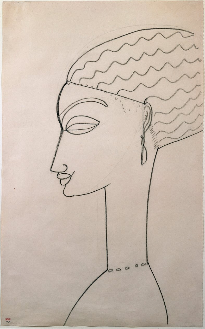 Perfil da mulher. Perfil feminino. Desenho de Amedeo Modigliani (1884-1920), 1910-1911. Nova Iorque, Museu de Arte Moderna de Amedeo Modigliani