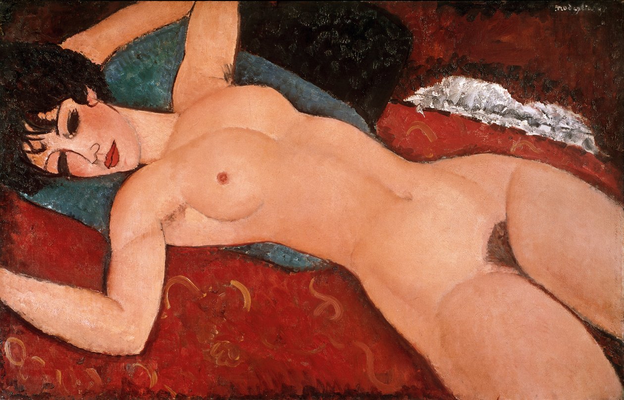 Nu reclinado (nu vermelho) 1917-18 (óleo sobre tela) de Amedeo Modigliani