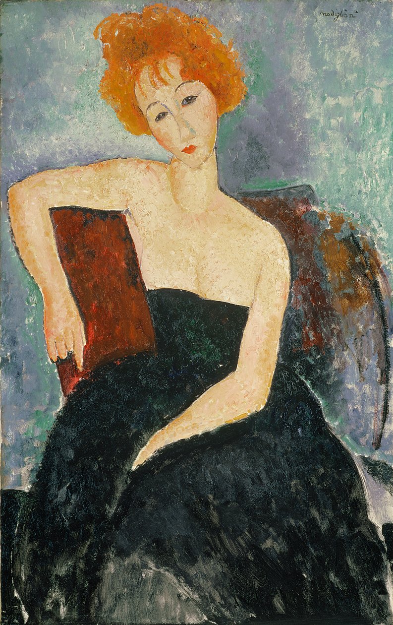 Ruiva em vestido de noite, 1918 de Amedeo Modigliani