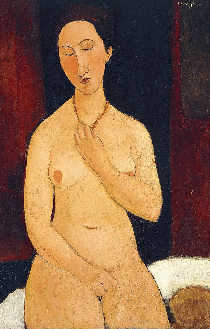 Sentado nu com colar, 1917 de Amedeo Modigliani