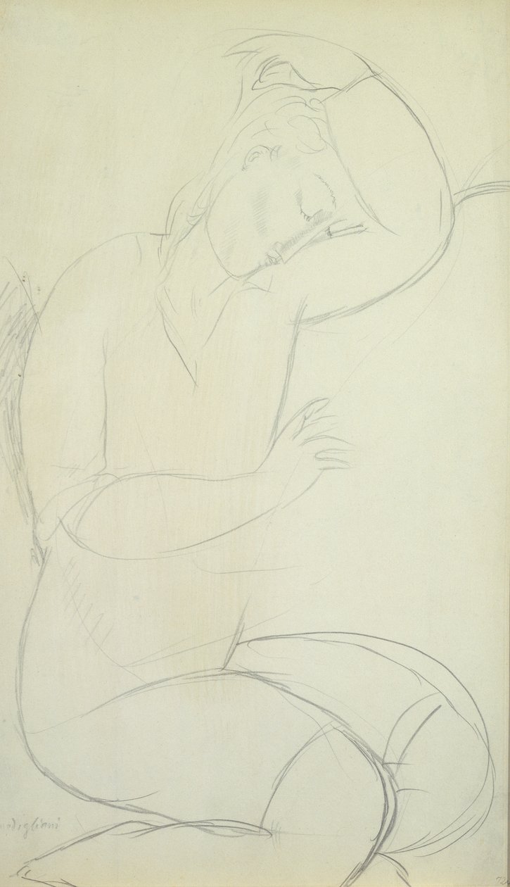 Mulher adormecida (lápis sobre papel) de Amedeo Modigliani