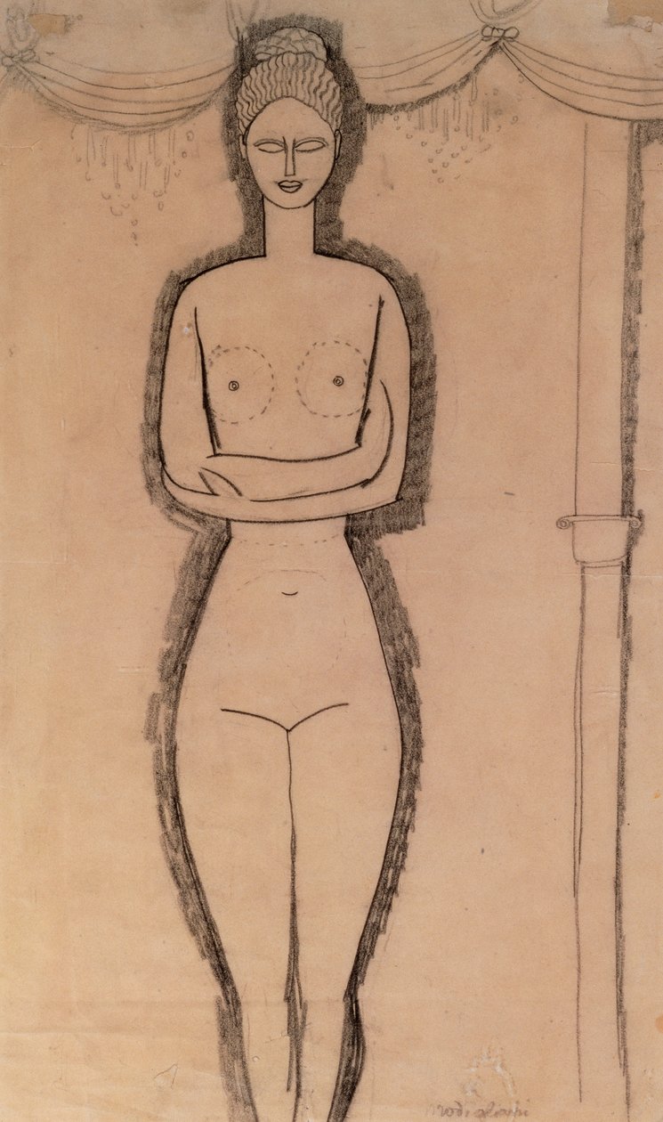 Nu em pé (lápis sobre papel) de Amedeo Modigliani