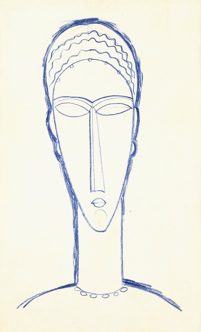 Estudo para uma cabeça de escultura, c.1911 de Amedeo Modigliani