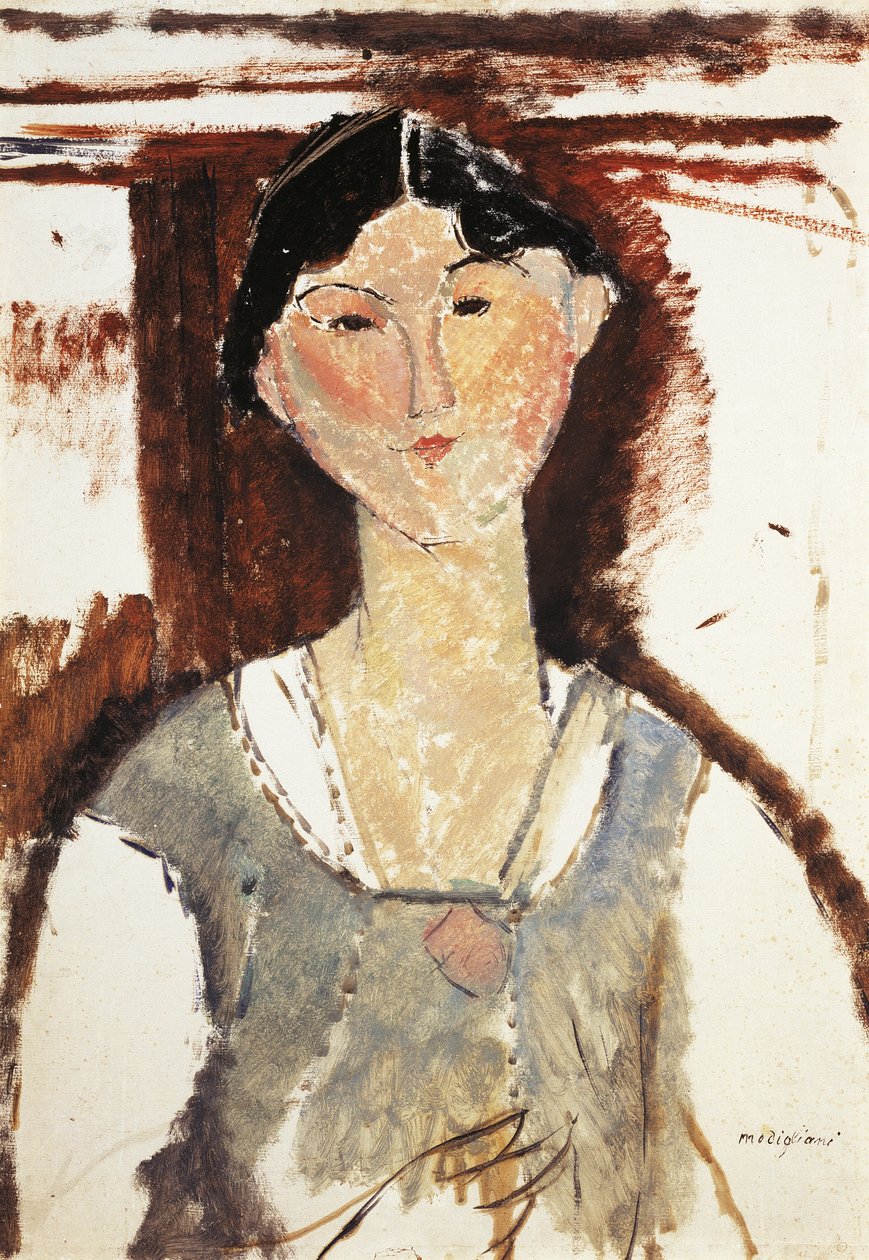 Estudo para retrato de Beatrice Hastings por Amedeo Modigliani (1884-1920), óleo sobre papelão, 69x49 cm de Amedeo Modigliani