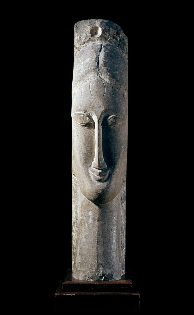 Testa di donna. A cabeça da mulher. Escultura de Amedeo Modigliani (1884-1920) de Amedeo Modigliani