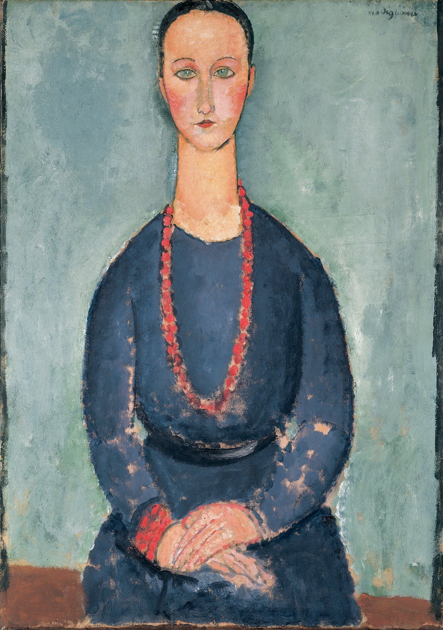 Mulher com um colar vermelho, 1918 de Amedeo Modigliani