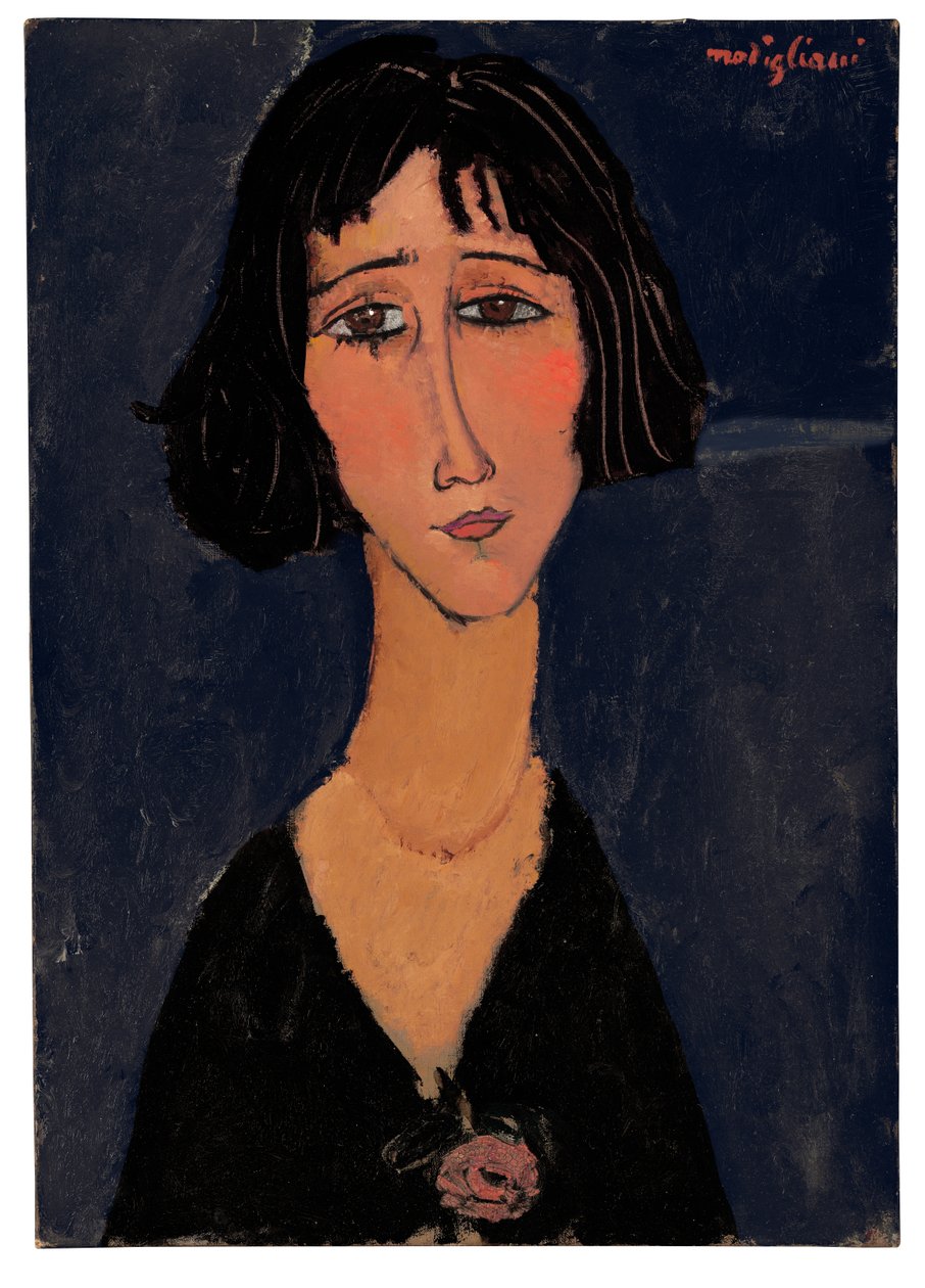 Jovem mulher com rosa de Amedeo Modigliani
