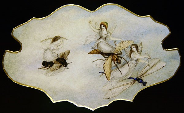 Fadas a brincar com insectos, c.1860 (aguarela e lápis sobre papel) de Amelia Jane Murray