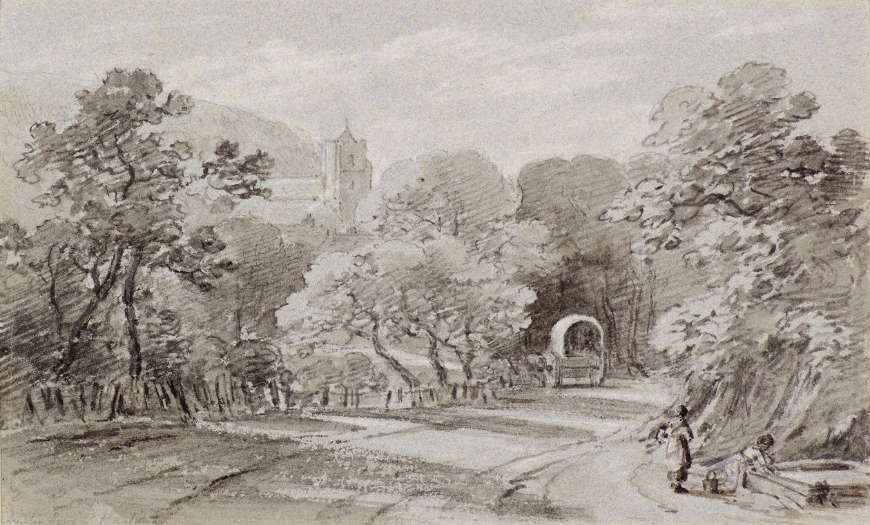 A Country Road, Hastings, c.1803 (giz) de Amelia Long
