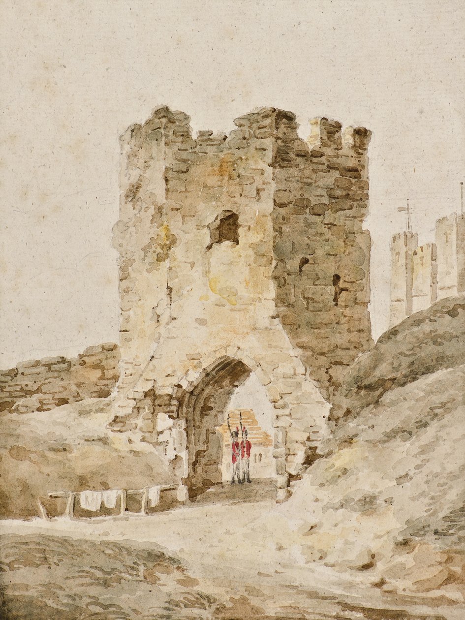 Dois soldados em serviço no Castelo de Dover, c.1805 (aquarela) de Amelia Long