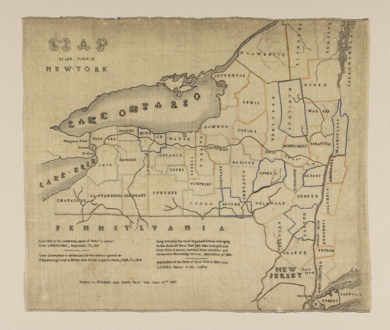 Mapa do estado de Nova York de American Elizabeth Ann Goldin