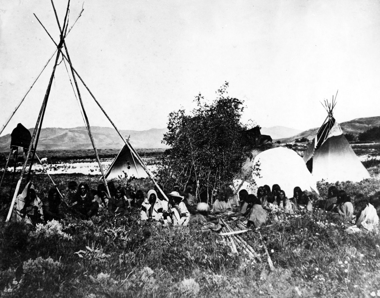 Índios americanos com Teepees, c.1870s de American Photographer