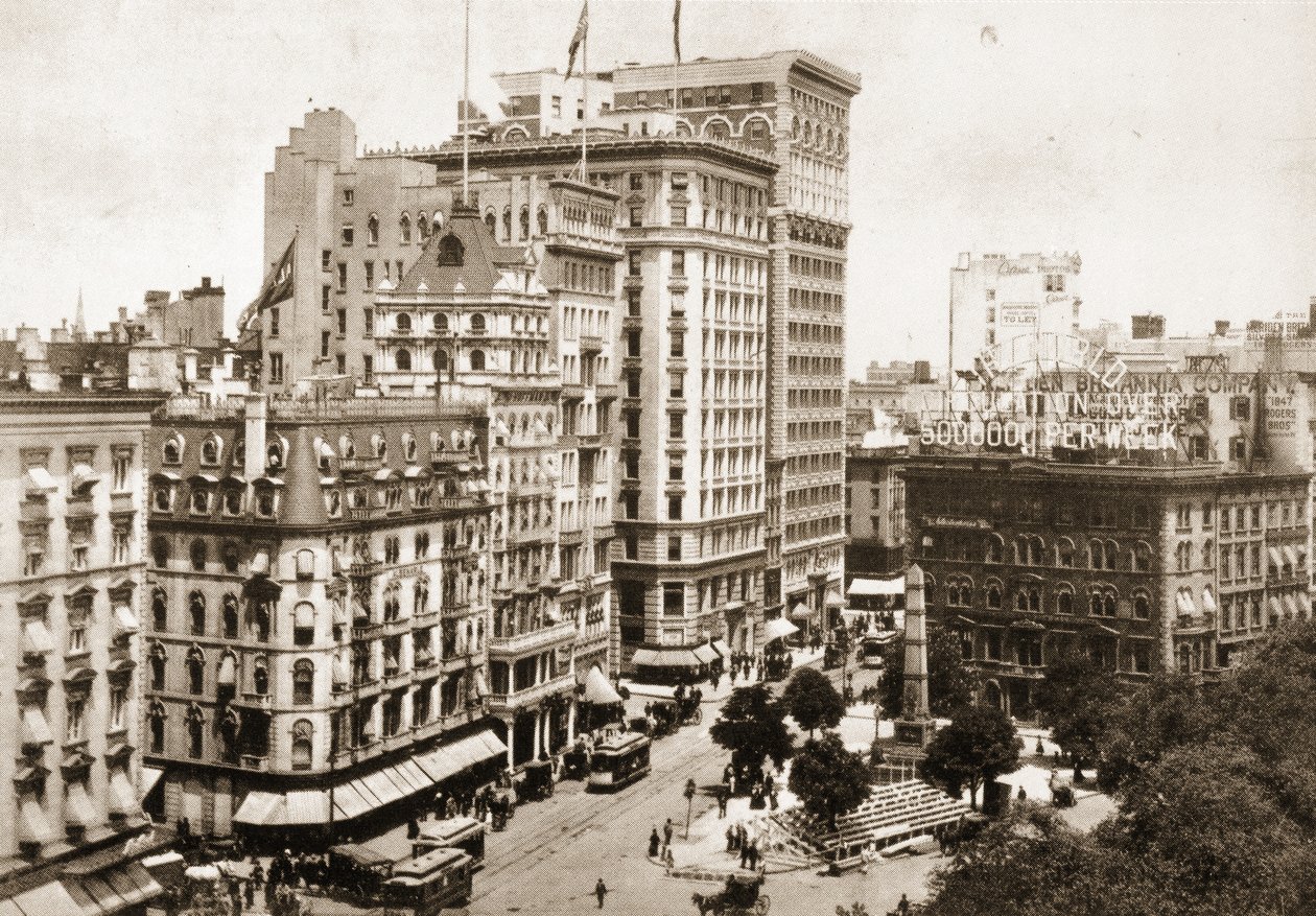 Broadway na Madison Square com o monumento do valor, 1893 de American Photographer