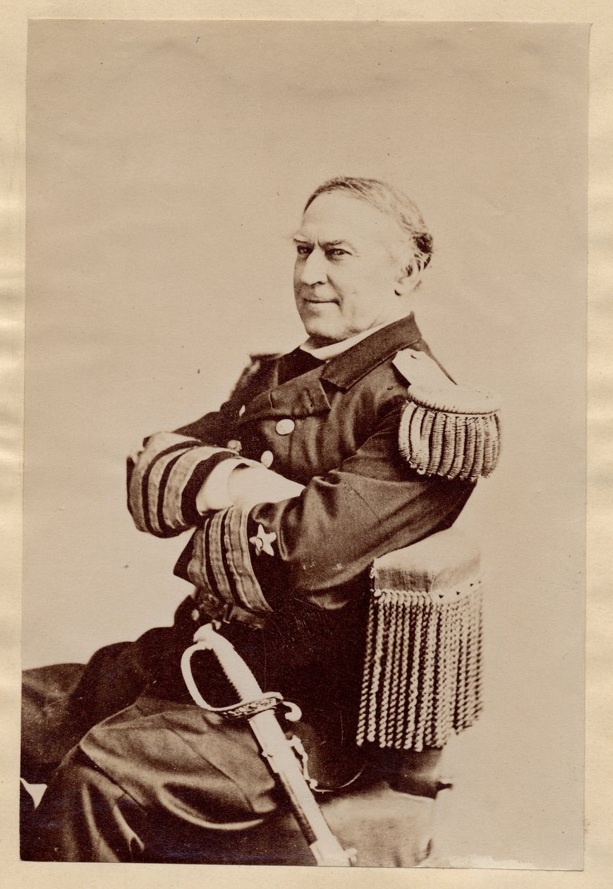 David Glasgow Farragut (1801-1870), Oficial da Marinha dos EUA, oficial da bandeira durante a Guerra Civil, mais tarde almirante (foto do albume) de American Photographer