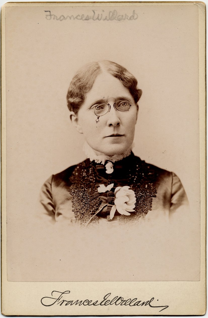 Frances Elizabeth Caroline Willard (1839-1898), Sufragista das Mulheres Americanas, militante da Temperança e educadora (foto de albúm) de American Photographer