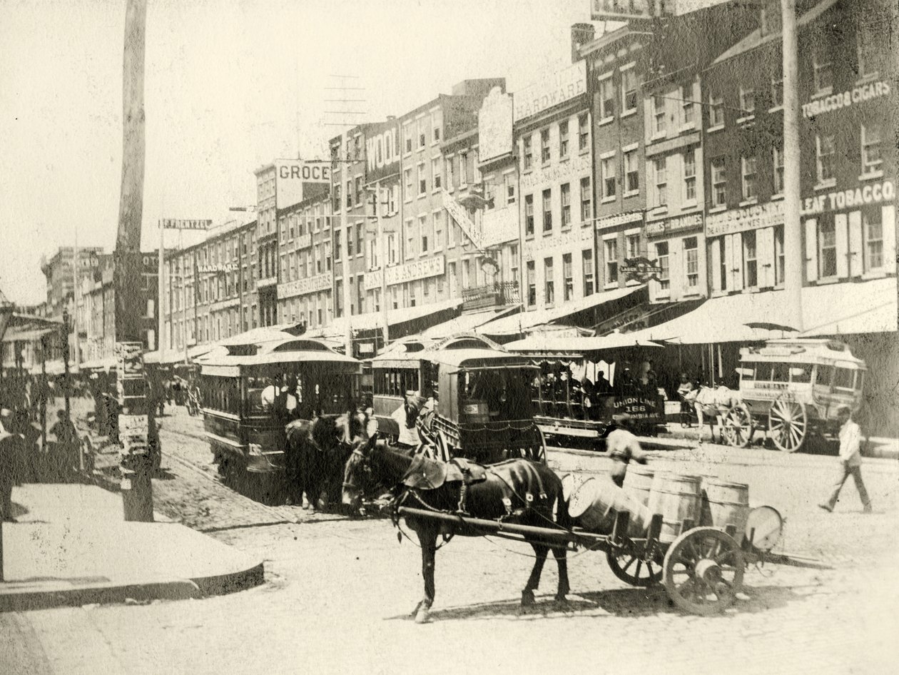 Frente e ruas do mercado, 1881 (impressão em sépia) de American Photographer