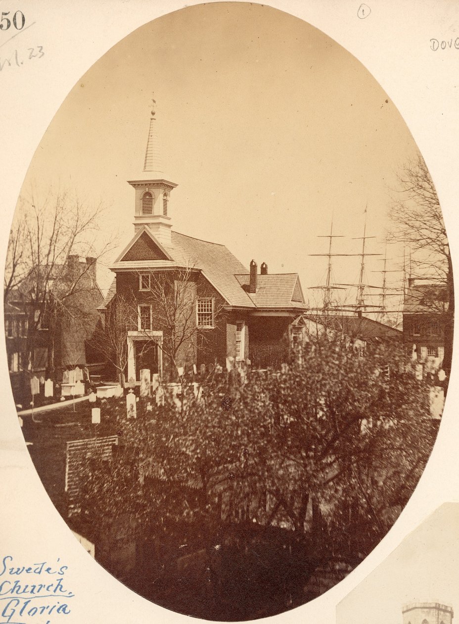 Igreja de Gloria Dei (suecos antigos), Swanson Street perto de Christian, Filadélfia, PA, 1854 (sal impressão) de American Photographer