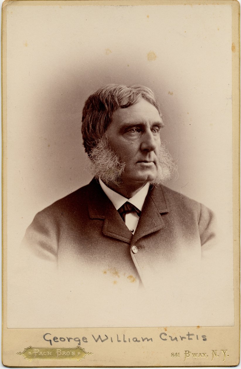 Goerge William Curtis (1824-92), escritor americano; foto de Pach Brothers, Nova York (albumen photo) de American Photographer