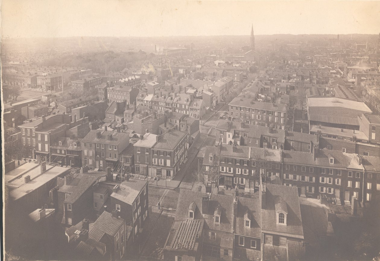 Panorama, de, filadélfia, leste, vista, -, oeste, de, torre tiro, 1870, (albumen, impressão) de American Photographer