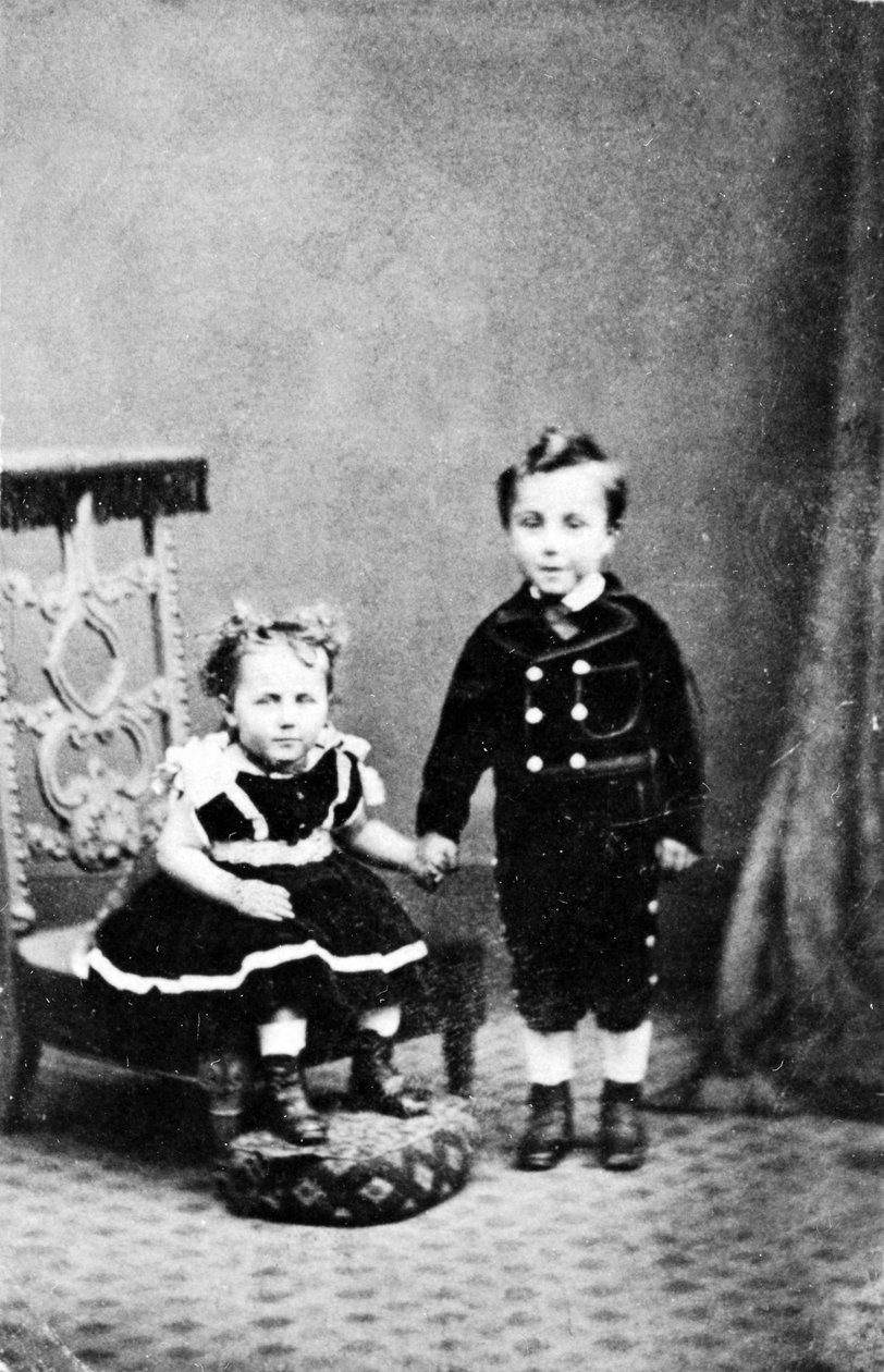 Retrato, de, um, menino jovem, e, seu, irmã, c.1860 de American Photographer
