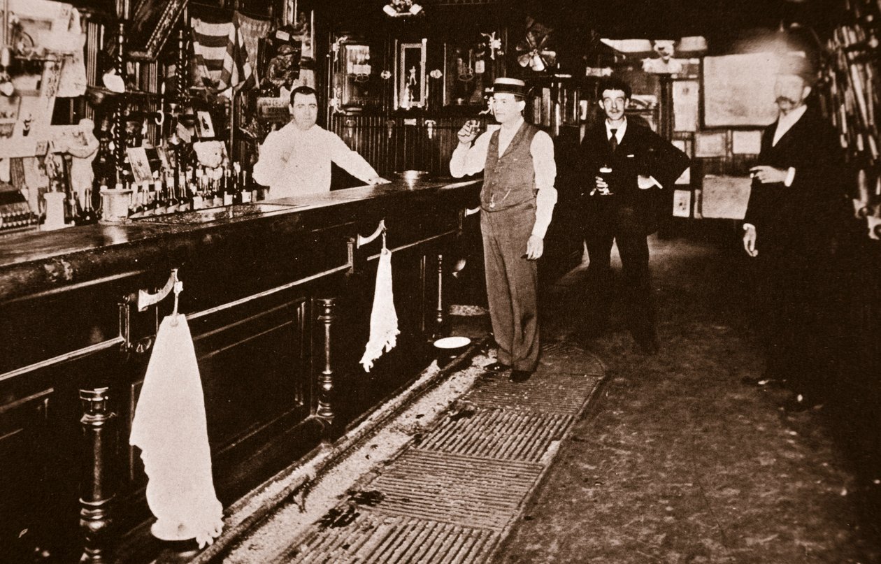 Steve Brodie em seu bar, a taberna da cidade de Nova York (foto sépia) de American Photographer
