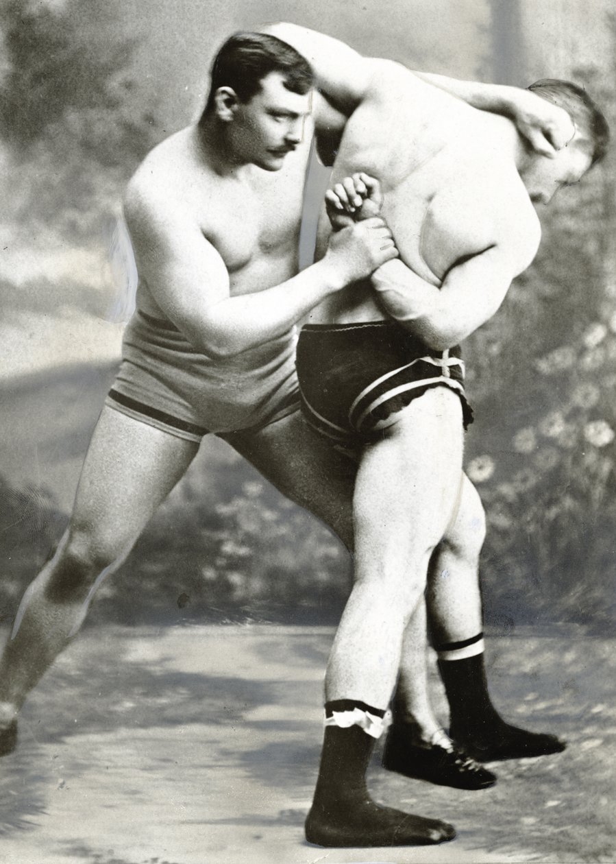 William Muldoon e Clarence Whistler, lutadores greco-romanos, 1881 de American Photographer