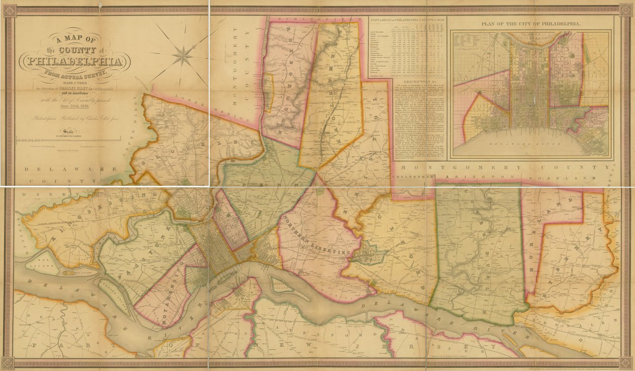 Um Mapa do Condado de Filadélfia, da Pesquisa Real, 1843 de American School