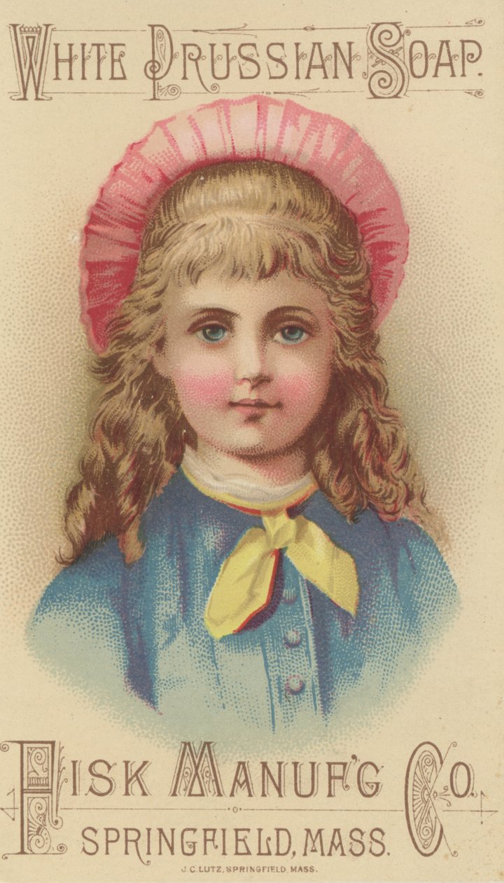 Propaganda para a Fisk Manufacturing Co. Sabonete Prussiano Branco, c.1880 (volour litho) de American School