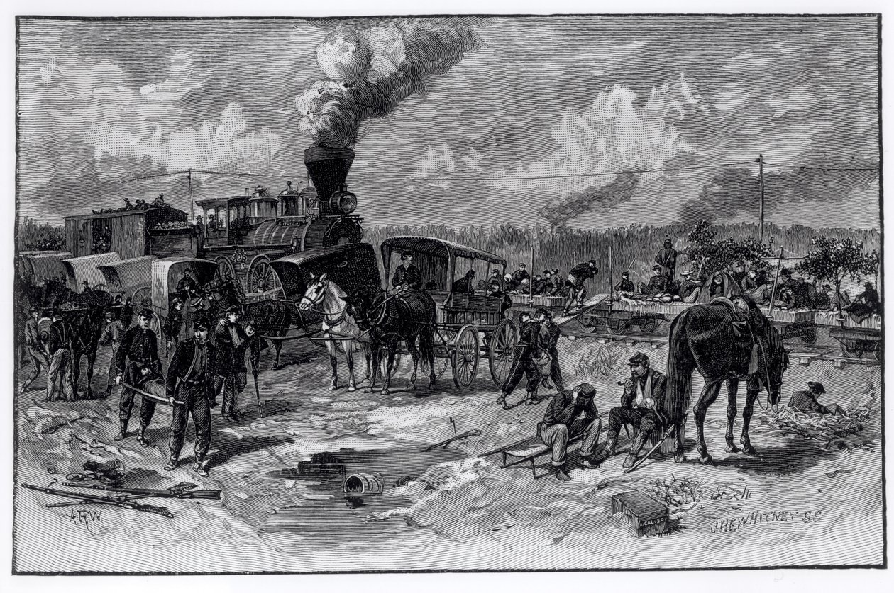 Após a Batalha dos Sete Pinheiros, junho de 1862, de "Batalhas e Líderes da Guerra Civil", gravada por John Whitney (1840-91), 1888 de American School
