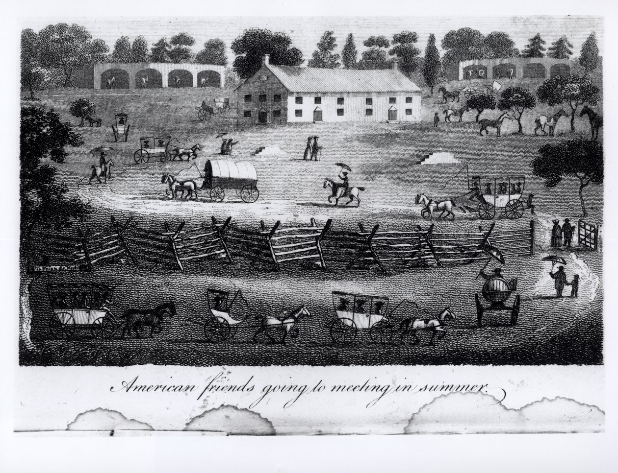 Amigos americanos indo ao encontro no verão, de &39;Viagem em algumas partes da América do Norte nos anos 1804, 1805, 1806&39; por Sutcliffe, 1811 de American School