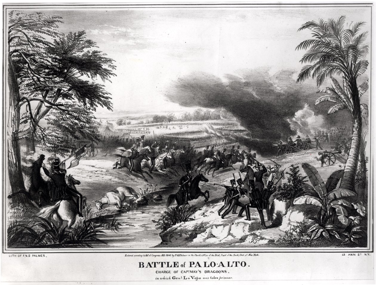 Batalha de Palo Alto. Carga dos Dragões do Capitão May, em que o General La Vega foi feito prisioneiro, 8 de maio de 1846 de American School