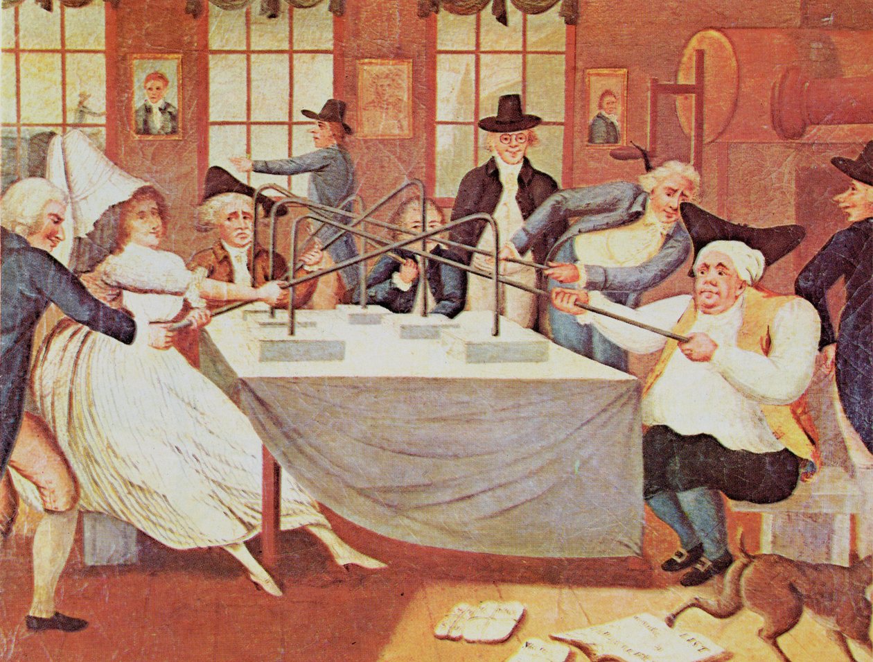 Os experimentos de Benjamin Franklin com eletricidade (transformados em um jogo de salão do século 18) de American School
