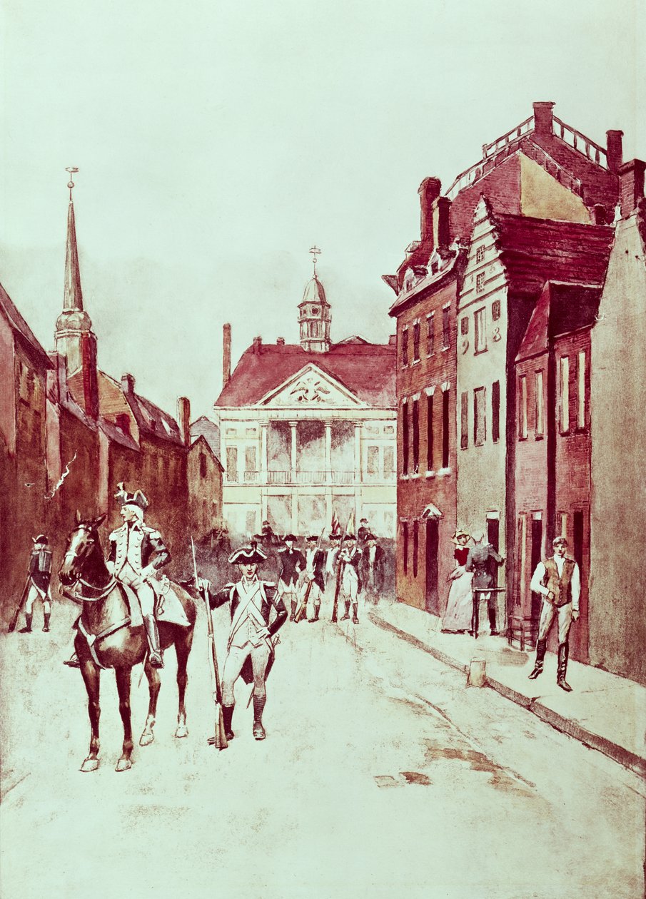 Coronel e soldado, primeira infantaria continental de Rhode Island, exército dos EUA, 1782-96 de American School