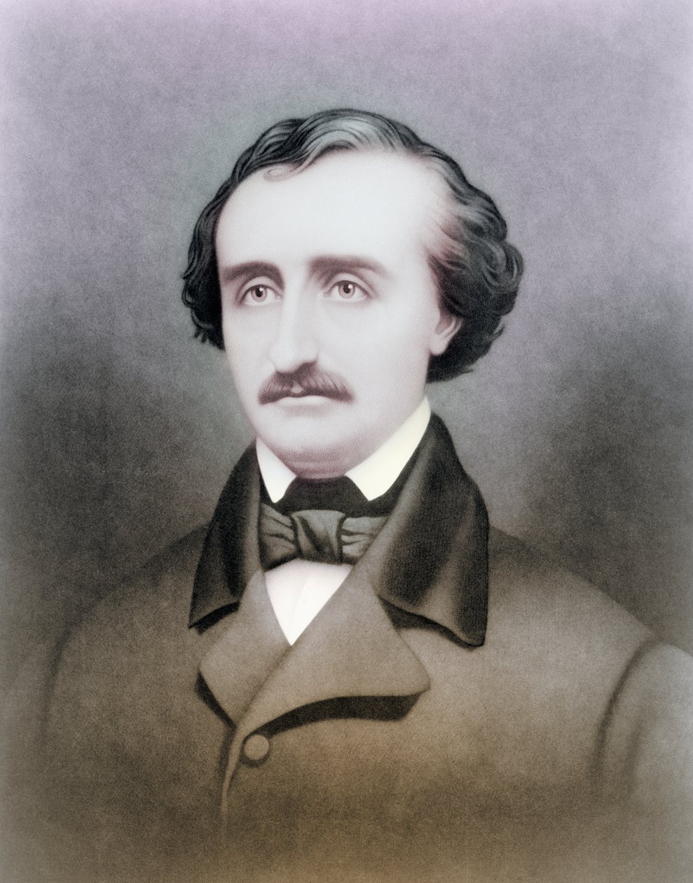 Edgar Allen Poe, depois de uma impressão do século 19, depois coloração de American School