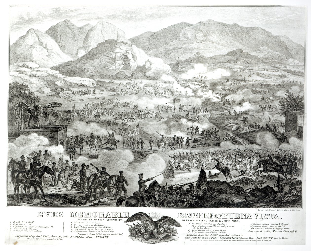 Batalha Sempre Memorável de Buena Vista, travada a 22 e 23 de Fevereiro de 1847, entre o General Taylor e Santa Anna de American School