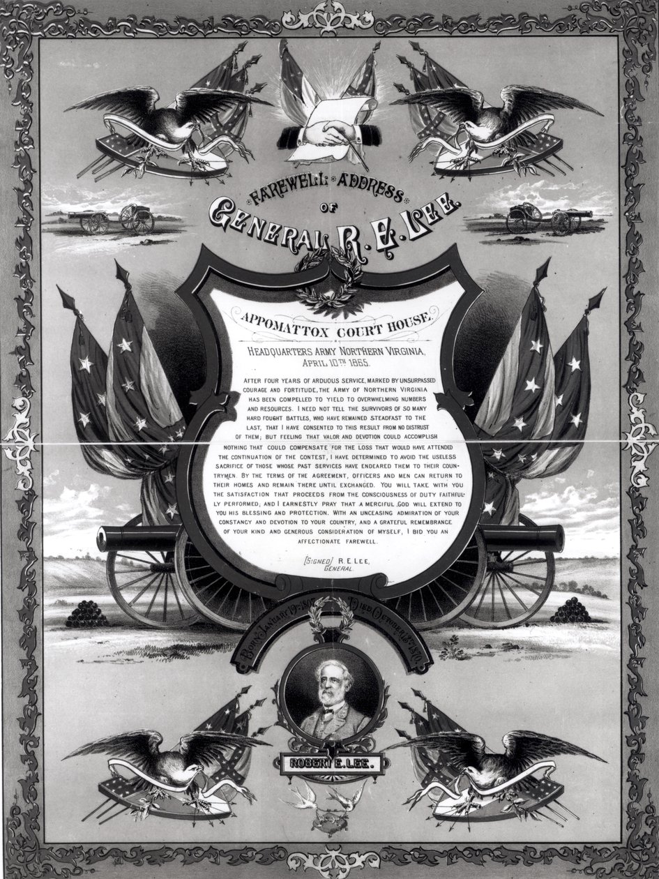 Discurso de despedida do general Robert E. Lee, publicado por Burk e McFetridge, 1883 de American School