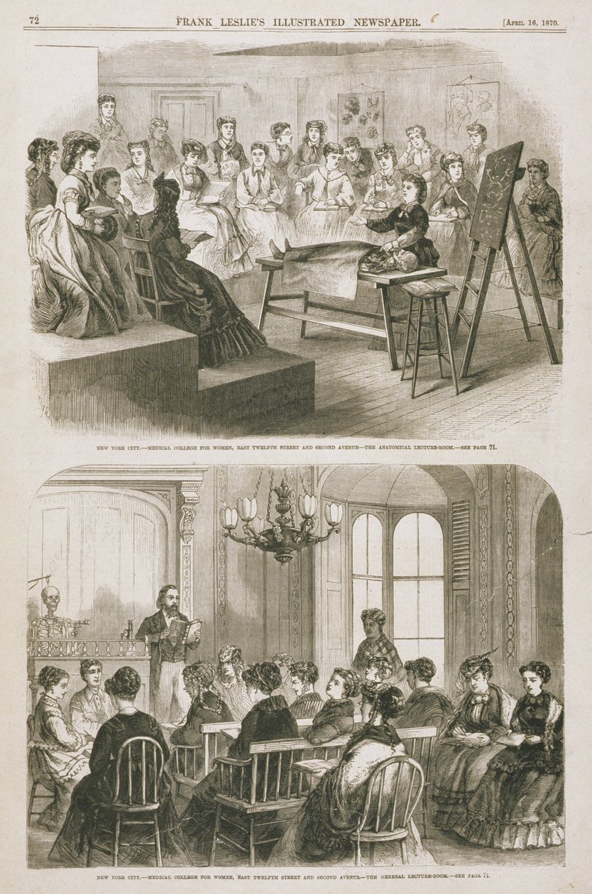 Estudantes de medicina do sexo feminino participando de uma palestra, 1870 de American School