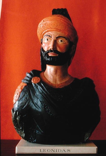 Figura de proa de Leonidas de uma proa de navios (madeira pintada) de American School